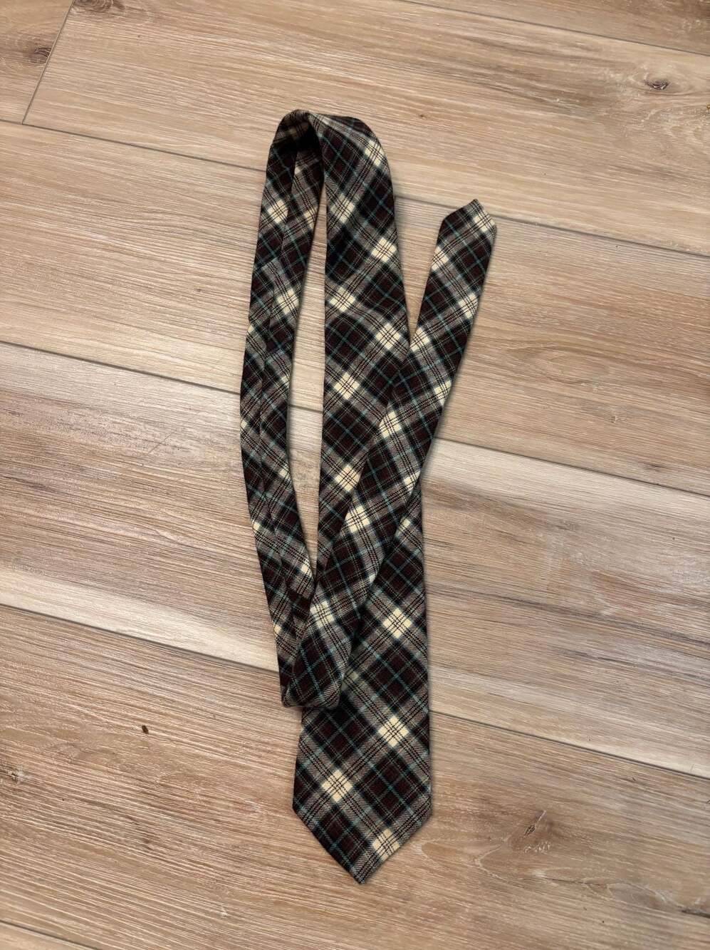 Vintage Bert Pulitzer for Saks Fifth Avenue Wool cotton Plaid Necktie
